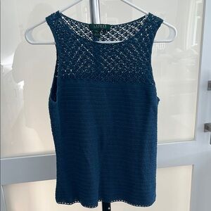 Ralph Lauren Blue Ribbed Sleeveless Tank Top